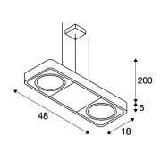AIXLIGHT R2 DUO GU10 111mm, Pendelleuchte, halbrund, schwarz