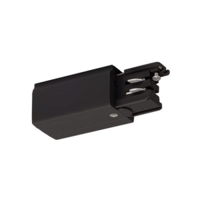 SLV End-Einspeiser Erde links schwarz für S-TRACK 3-Phasen Aufbauschiene