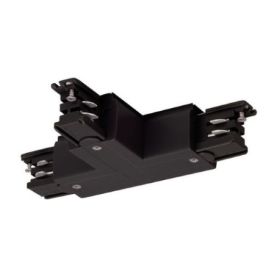 SLV T-Verbinder links Erde innen schwarz mit Einspeisemöglichkeit für S-TRACK 3-Phasen Aufbauschiene