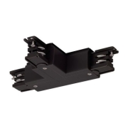 T-Verbinder links Erde innen schwarz mit Einspeisemöglichkeit für S-TRACK 3-Phasen Aufbauschiene