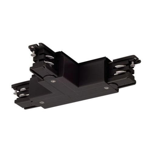 SLV T-Verbinder rechts Erde innen schwarz mit Einspeisemöglichkeit für S-TRACK 3-Phasen Aufbauschiene