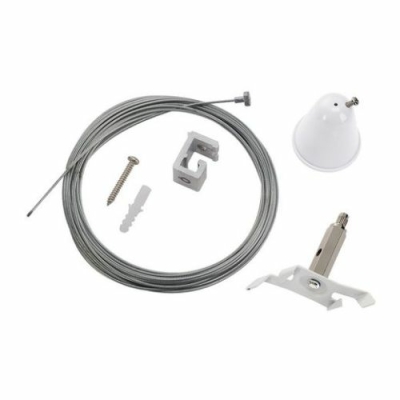 SLV Drahtseilabhängung-Set mit Kabel für S-TRACK 3P.-Schie- ne, weiss, 5m