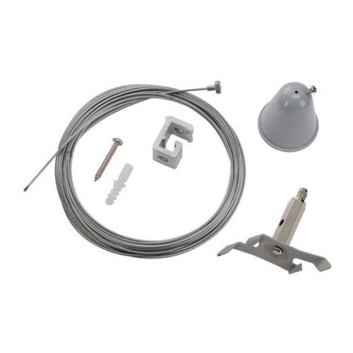 Drahtseilabhängung-Set mit Kabel für S-TRACK 3P.-Schie- ne, silbergrau, 5m