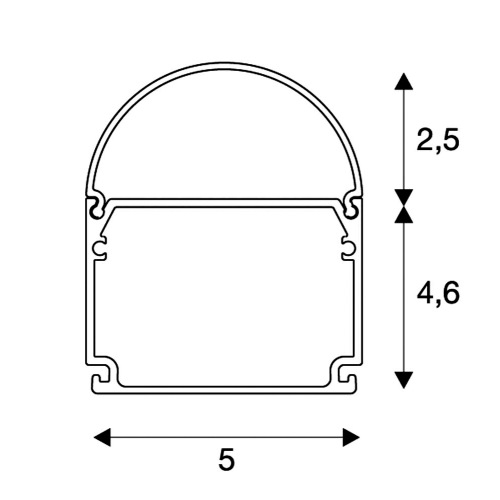 SLV GLENOS Industrial Profil Dome, mattschwarz, 2m