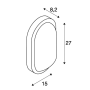 TERANG 2 XL SENSOR, Wand- und Deckenleuchte, oval, silber- grau, 3000K, IP44