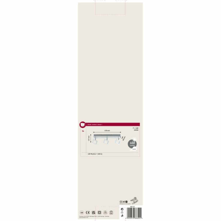 Paulmann Spotlight Frame    3000K 3x320lm 230V 3x4,5W  Weiß matt Chrom