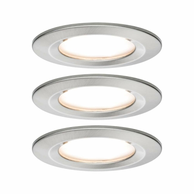 Paulmann LED Einbauleuchte Nova Plus Coin Basisset 3er Set IP44 ultraflach rund Eisen gebürstet dimmbar 230V