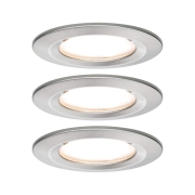 LED Einbauleuchte Nova Plus Coin Basisset 3er Set IP44 ultraflach rund Eisen gebürstet dimmbar 230V