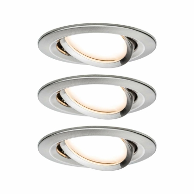 Paulmann LED Einbauleuchte Nova Plus Coin Basisset 3er Set rund 6W IP23 Eisen gebürstet schwenkbar dimmbar 230V