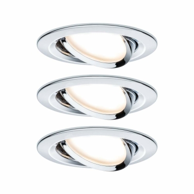 Paulmann LED Einbauleuchte Nova Plus Coin Basisset 3er Set Chrom rund schwenkbar dimmbar 6W IP23 2700K 230V