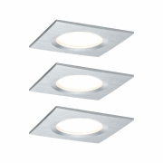 LED Einbauleuchte Nova Plus Coin Basisset 3er Set eckig Alu gedreht IP44 230V dimmbar