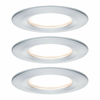 Paulmann LED Einbauleuchte Nova Plus Coin Basisset 3er Set Alu gedreht rund IP44 dimmbar 230V