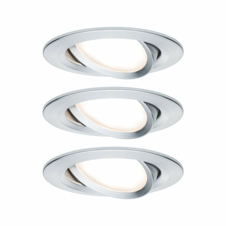 Paulmann LED Einbauleuchte Nova Coin Basisset 3er Set rund 6W IP23 Alu gedreht dimmbar schwenkbar 2700K 230V