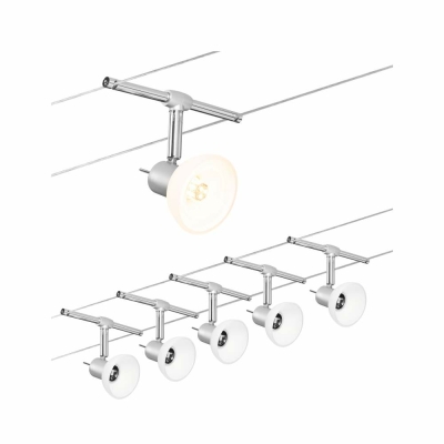 Paulmann Seilsystem Sheela Basisset GU5,3 max. 5x10W 230/12V Chrom matt/Opal