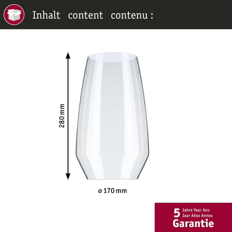 Paulmann URail 2Easy Lampenschirm Vento Klarglas Transparent