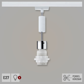 URail 2Easy Basic Pendel weiß chrom E27 max. 20W