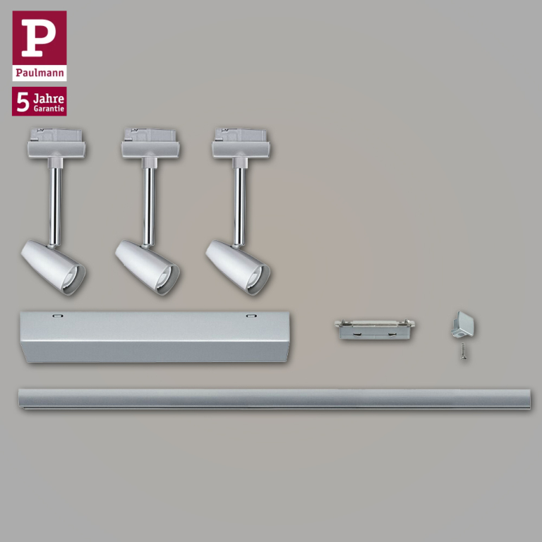 Paulmann URail Schienensystem Basis-Set Barelli Chrom matt + 3x GU10 Schienenspot