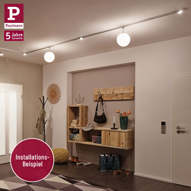 Paulmann URail Schienensystem Basis-Set Barelli Chrom matt + 3x GU10 Schienenspot