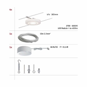 LED Seilsystem Smart Home Bluetooth DiscLED I Basisset 4x200lm 4x4W Tunable White 230/12V Satin