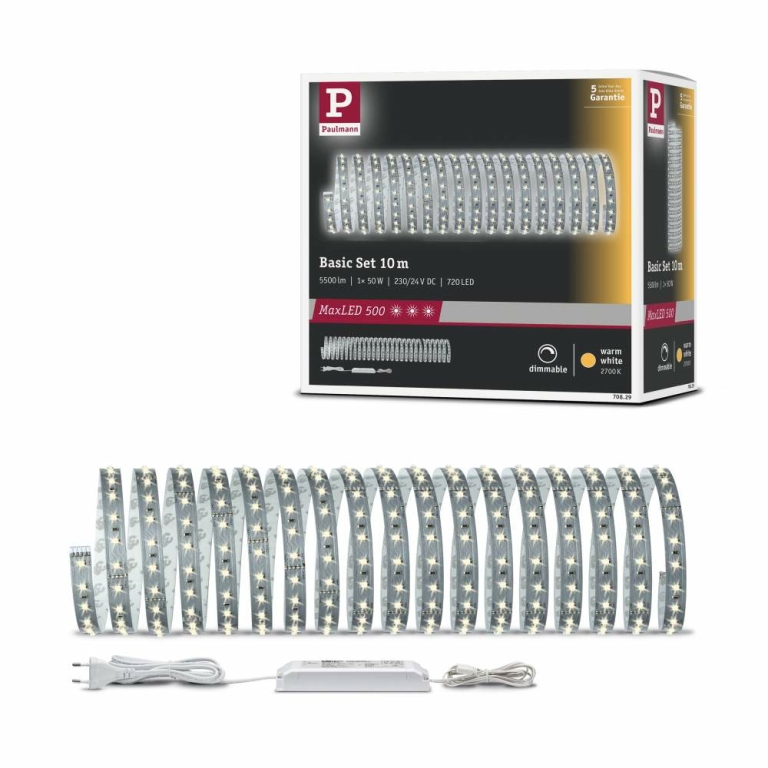 Paulmann 70829 MaxLED unbeschichtet Lampen1a 10m 500 | Basisset Warmweiß