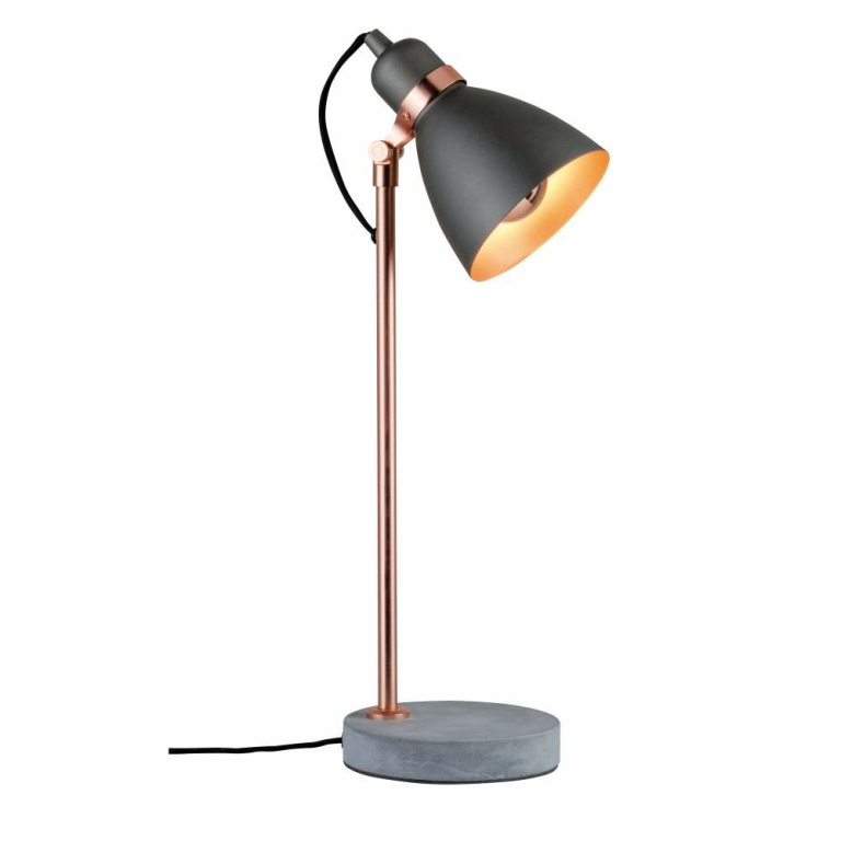 Neordic Orm Tischleuchte max.1x20W E27 Grau/Kupfer matt 230V Metall/Beton