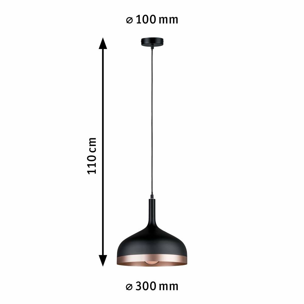 Lampen1a 20W max. Embla dimmbar E27 Pendelleuchte | Neordic Schwarz/Kupfer matt 79629 Paulmann