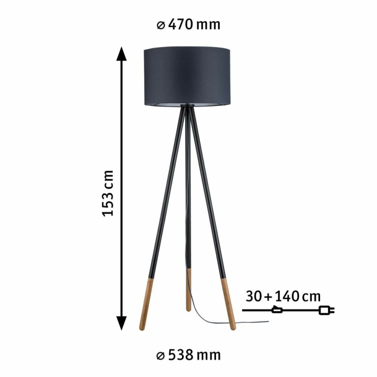 Paulmann Neordic Stehleuchte Rurik E27 max. 20W Grau/Holz Stoff/Metall/Holz