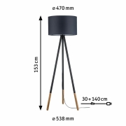 Neordic Stehleuchte Rurik E27 max. 20W Grau/Holz Stoff/Metall/Holz