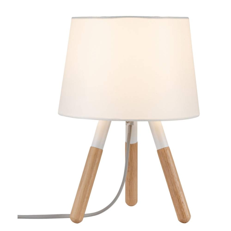 Paulmann Neordic Tischleuchte Berit E27 max. 20W Weiß/Holz Stoff/Holz/Metall