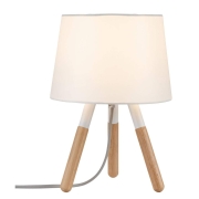 Neordic Tischleuchte Berit E27 max. 20W Weiß/Holz Stoff/Holz/Metall