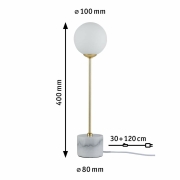 Neordic Tischleuchte Moa G9 max. 10W Weiß/Gold matt Glas/Marmor/Metall