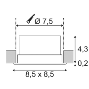 VERLUX, Einbauleuchte, LED, 3000K, mattweiß, L/B/T 8,5/8,5/4,5 cm, 10W