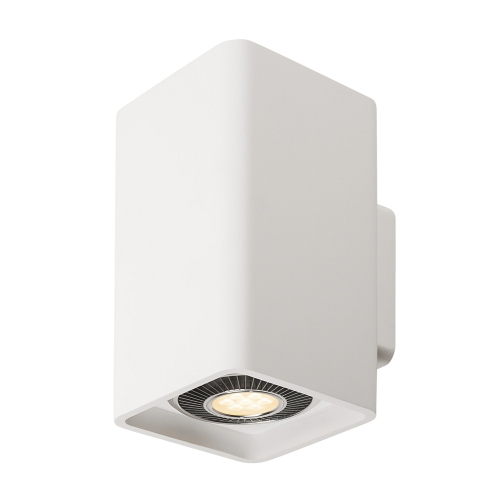 SLV PLASTRA, Wandleuchte, zweiflammig, LED GU10 111mm, eckig, up/down, weißer Gips, B/H/T 14/24,5/17 cm
