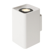 PLASTRA, Wandleuchte, zweiflammig, LED GU10 111mm, eckig, up/down, weißer Gips, B/H/T 14/24,5/17 cm