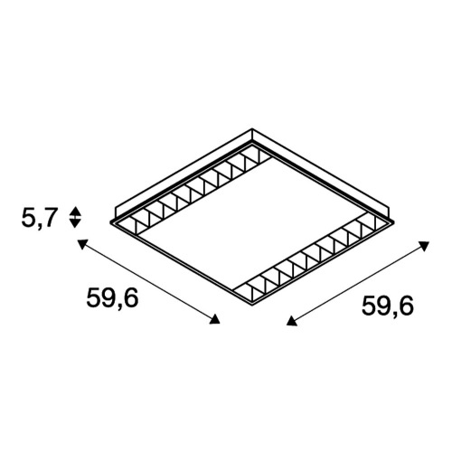 SLV RASTO, Deckeneinbauleuchte für Rasterdecken, LED, 4000K, weiß, L/B 59,6/59,6 cm, 4000lm, 36W
