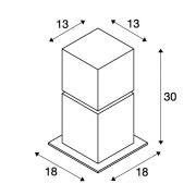 SQUARE POLE 30, E27, Outdoor Stehleuchte, alu gebürstet, max. 20W, IP44
