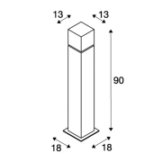 SQUARE POLE 90, E27, Outdoor Stehleuchte, alu gebürstet, max. 20W, IP44