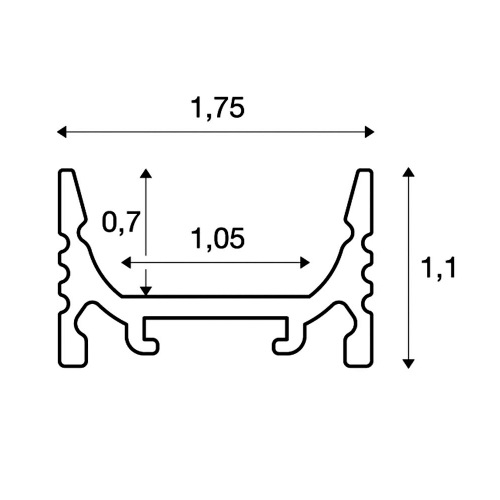 SLV GRAZIA 10 LED Aufbauprofil, flach, gerillt, 2m, weiss