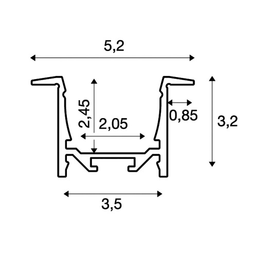 SLV GRAZIA 20 LED Einbauprofil, 3m, alu