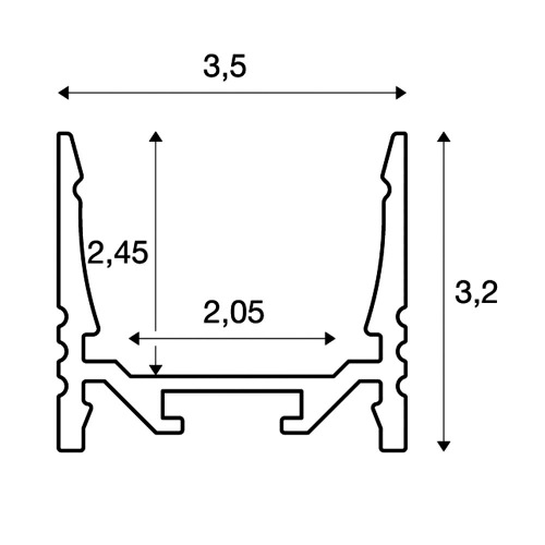 SLV GRAZIA 20 LED Aufbauprofil, standard, gerillt, 3m, alu