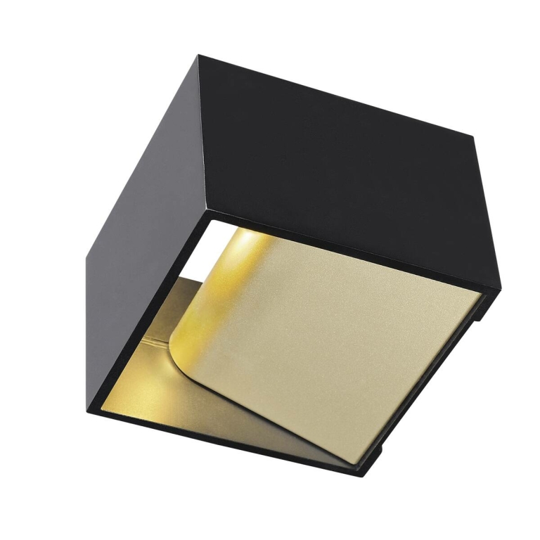 SLV LED Wandleuchte LOGS IN Phase schwarz/gold mit Dim-To-Warm 2000-3000K 11 W CRI 90 430lm
