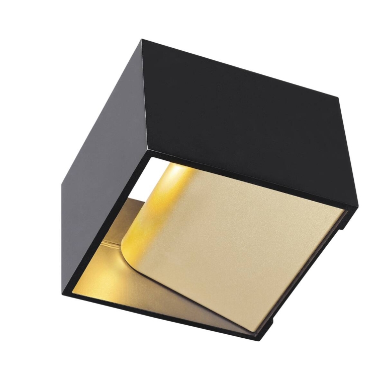 SLV LED Wandleuchte LOGS IN Phase schwarz/gold mit Dim-To-Warm 2000-3000K 11 W CRI 90 430lm