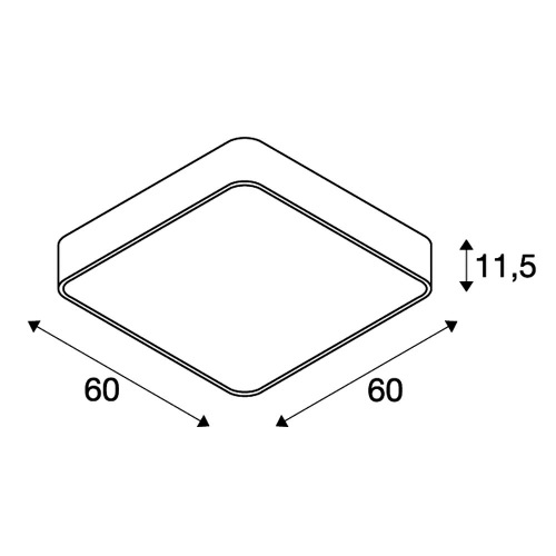 SLV MEDO 60 SQUARE LED, Deckenleuchte, schwarz, 1-10V, 3000K