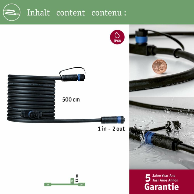 Paulmann Plug & Shine Kabel 5m 2 Ausgänge IP68