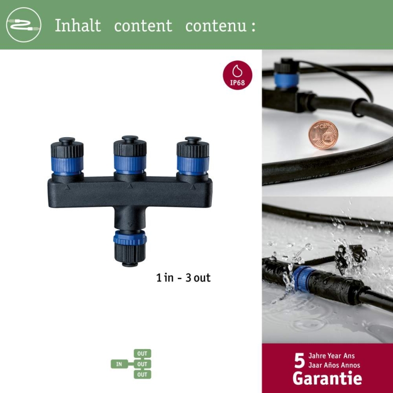 Paulmann Plug & Shine Verteiler 3 Ausgänge IP68 Schwarz