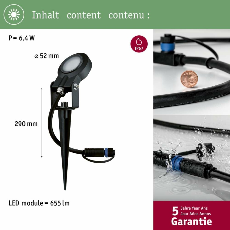 Paulmann Plug & Shine Erdspieß Sting IP67 3000K 6W 24V