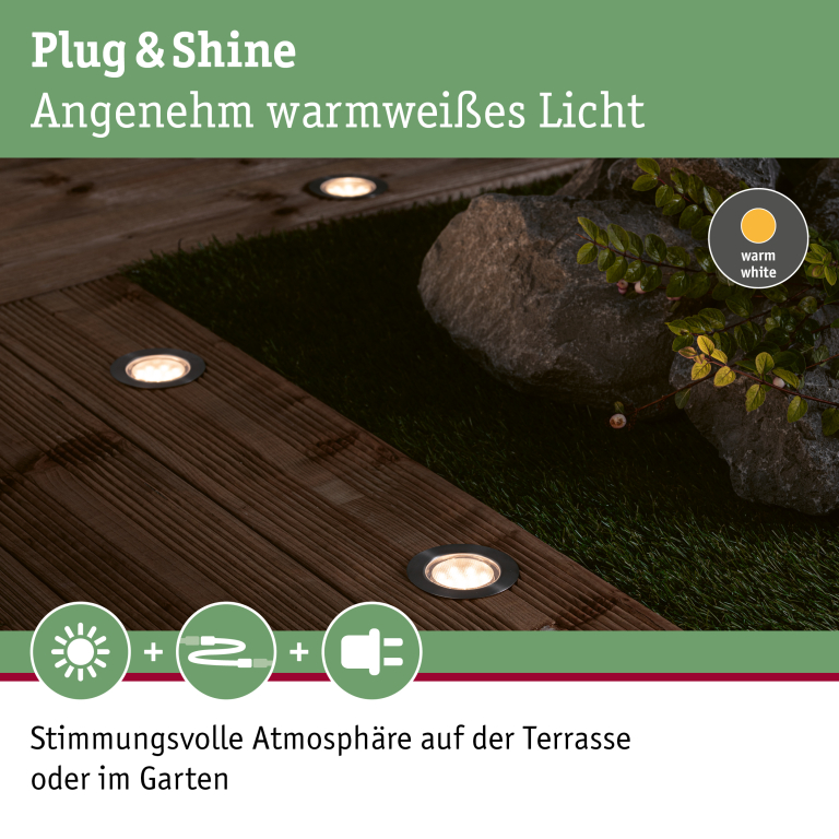 Paulmann Plug & Shine LED Bodeneinbauleuchte Floor Eco IP67 3000K 2W Einzelspot