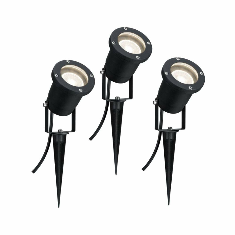 Paulmann Outdoor LED Gartenstrahler mit Erdspieß IP65 3er-Set Schwarz Aluminium inkl. Leuchtmittel