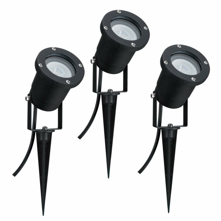 Paulmann Outdoor LED Gartenstrahler mit Erdspieß IP65 3er-Set Schwarz Aluminium inkl. Leuchtmittel