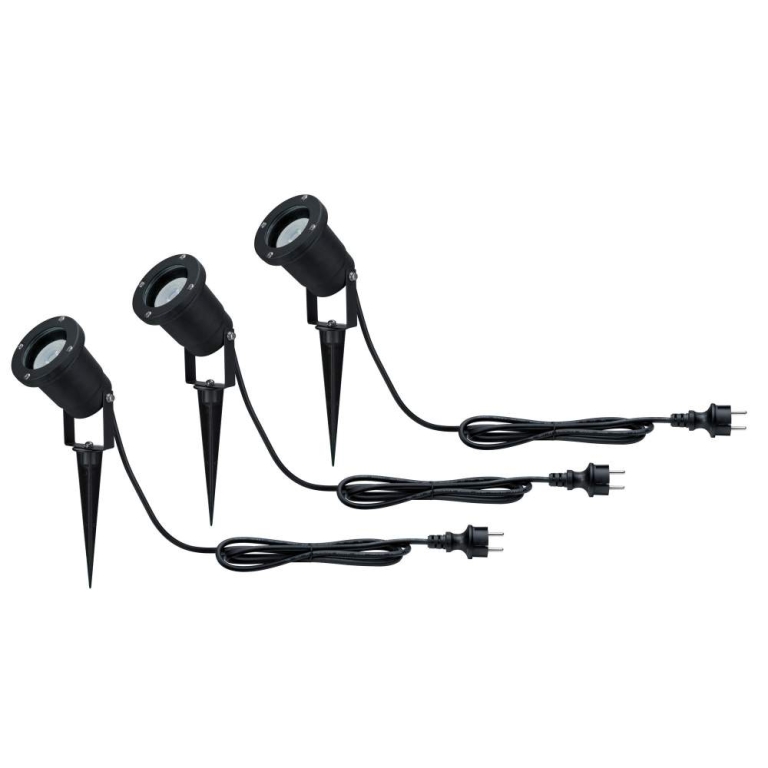 Paulmann Outdoor LED Gartenstrahler mit Erdspieß IP65 3er-Set Schwarz Aluminium inkl. Leuchtmittel